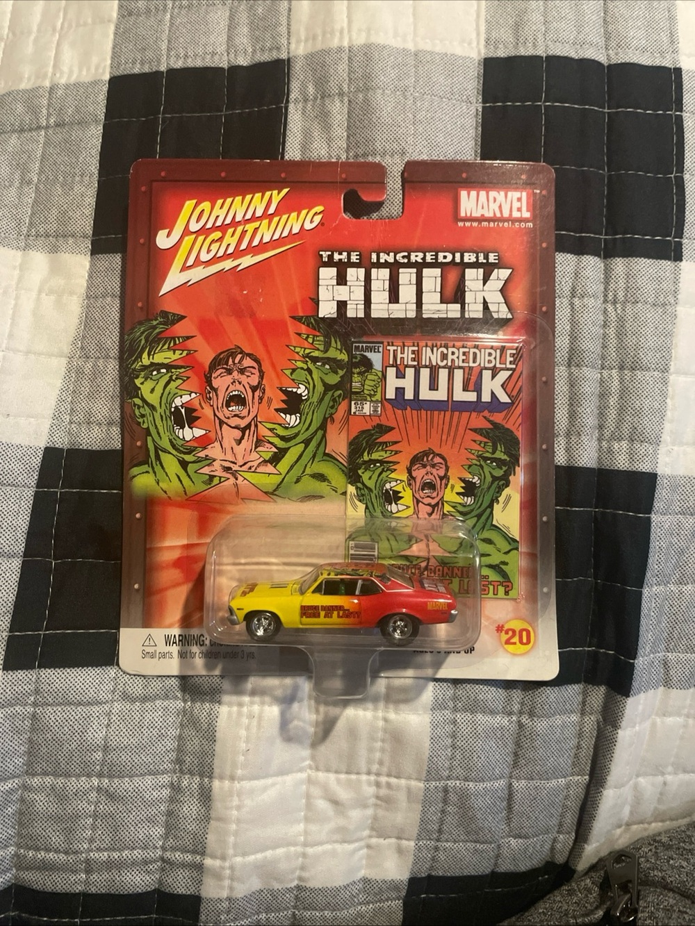Johnny Lightning The Incredible Hulk collectible car - yellow & red